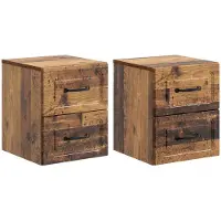 vidaXL Muurbevestigde Nachttafel 2 pcs Oud hout 34,5 x 33 x 40 cm