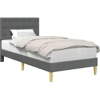 vidaXL Bedframe met hoofdeinde Donkergrijs 90 x 200 cm Stof