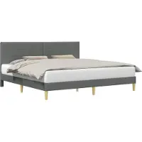 vidaXL Bedframe met hoofdeinde Donkergrijs 200 x 200 cm Stof