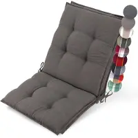 Beautissu Sun-NL – Set van 2 Premium Lage Rugleuning Kussen 100x50 cm - UV-bestendig & 8cm Dik Kussen Tuinstoelkussen Antislip Bevestigingsbanden – Stevige Stof Taupe