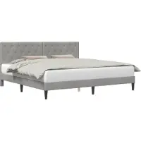 vidaXL Bedframe met hoofdeinde Lichtgrijs 200 x 200 cm Fluweel