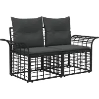vidaXL Buiten loveseat 2 st 2-Aantal zitplaatsen Zwart en Donker Grijs