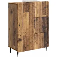 vidaXL Dressoir met lade Oud hout 66 x 34,5 x 91,5 cm Bewerkt hout