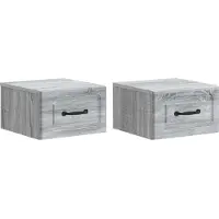 vidaXL Muurbevestigde Nachttafel 2 pcs Grijs sonoma 34,5 x 33 x 20 cm