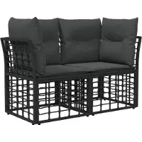vidaXL Buiten loveseat 2 st 2-Aantal zitplaatsen Zwart en Donker Grijs