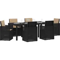 vidaXL Tuin Eettafel Set met kussen 7 pcs Antracietkleurig en taupe PP