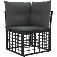 vidaXL Tuinset met 7 zitplaatsen, zwart en donkergrijs, polyester