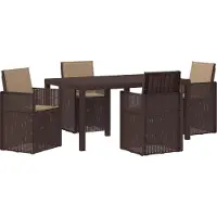 vidaXL Tuin Eettafel Set 5 st Bruin en Taupe PP