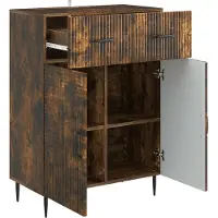 vidaXL Dressoir Gerookt eiken 66 x 34,5 x 89,5 cm Bewerkt hout