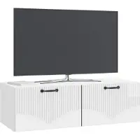 vidaXL Wandmontage TV-kast Hoogglans Wit 98 x 41 x 30 cm Bewerkt hout