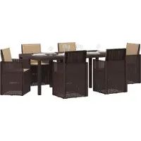 vidaXL Tuin Eettafel Set 7 st Bruin en Taupe PP
