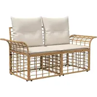 vidaXL Buiten bank set 10 st Natuurlijk en Crème Wit Polyester