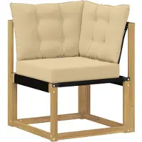 vidaXL Buiten bank set met kussen 9 pcs Wit en Beige