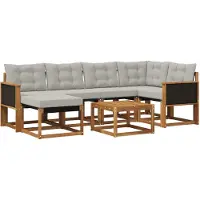 vidaXL Buiten bank set 7 st Naturel en lichtgrijs