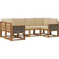 vidaXL Buiten bank set 6 st Natuurlijk en Beige Massief Acacia Hout