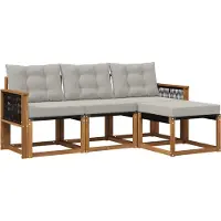 vidaXL Buiten bank set 4 st Naturel en lichtgrijs