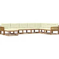 vidaXL Buiten bank set met kussen 8 pcs Natuurlijk en Crème