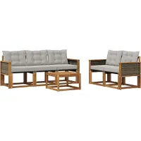 vidaXL Buiten bank set 6 st Naturel en lichtgrijs