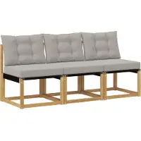 vidaXL 3 Stuk Buiten Midden Sofa Massief acaciahout en Textilene-stof