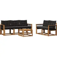 vidaXL Buiten bank set 6 st Naturel en Zwart