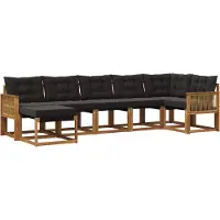 vidaXL Buiten bank set 7 st Naturel en Zwart