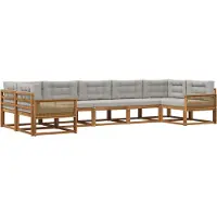 vidaXL Buiten bank set 7 st Naturel en lichtgrijs