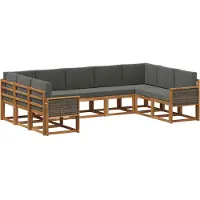 vidaXL Buiten bank set 9 st Natuurlijk en Antraciet