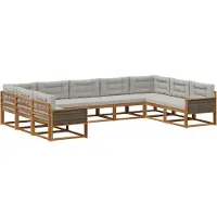 vidaXL Buiten bank set 9 st Naturel en lichtgrijs