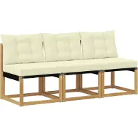 vidaXL 3 st Buiten Midden Sofa Massief acaciahout en Textilene-stof