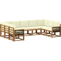 vidaXL Buiten bank set 9 st Natuurlijk en Crème Massief Acacia Hout