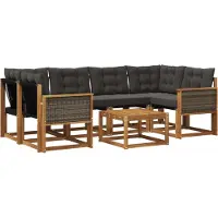 vidaXL Buiten bank set 7 st Naturel en Zwart