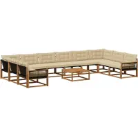 vidaXL Buiten bank set met kussen 11 pcs Natuurlijk en Beige