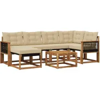 vidaXL Buiten bank set 7 st Natuurlijk en Beige