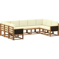 vidaXL Buiten bank set 9 st Natuurlijk en Crème Massief Acacia Hout