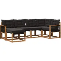 vidaXL Buiten bank set 6 st Naturel en Zwart