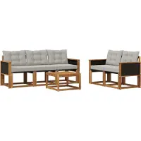 vidaXL Buiten bank set 6 st Naturel en lichtgrijs