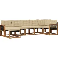 vidaXL Buiten bank set 7 st Natuurlijk en Beige