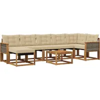 vidaXL Buiten bank set 8 st Natuurlijk en Beige