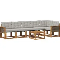 vidaXL Buiten bank set 7 st Naturel en lichtgrijs
