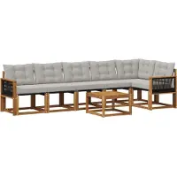 vidaXL Buiten bank set 7 st Naturel en lichtgrijs