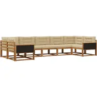 vidaXL Buiten bank set 7 st Natuurlijk en Beige