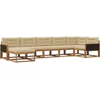 vidaXL Buiten bank set 7 st Natuurlijk en Beige