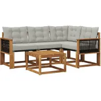 vidaXL Buiten bank set 5 st Naturel en lichtgrijs
