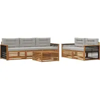 vidaXL Buiten bank set 6 st Naturel en lichtgrijs
