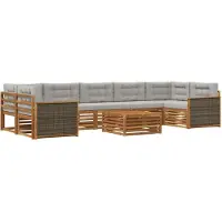 vidaXL Buiten bank set 8 st Naturel en lichtgrijs