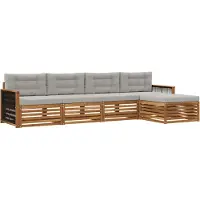vidaXL Buiten bank set 5 st Naturel en lichtgrijs