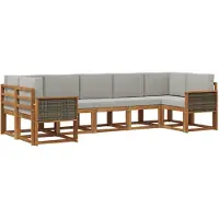 vidaXL Buiten bank set 7 st Naturel en lichtgrijs