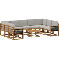 vidaXL Buiten bank set 10 st Naturel en lichtgrijs