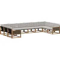 vidaXL Buiten bank set 10 st Naturel en lichtgrijs
