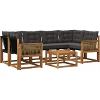 vidaXL Buiten bank set 7 st Naturel en Zwart